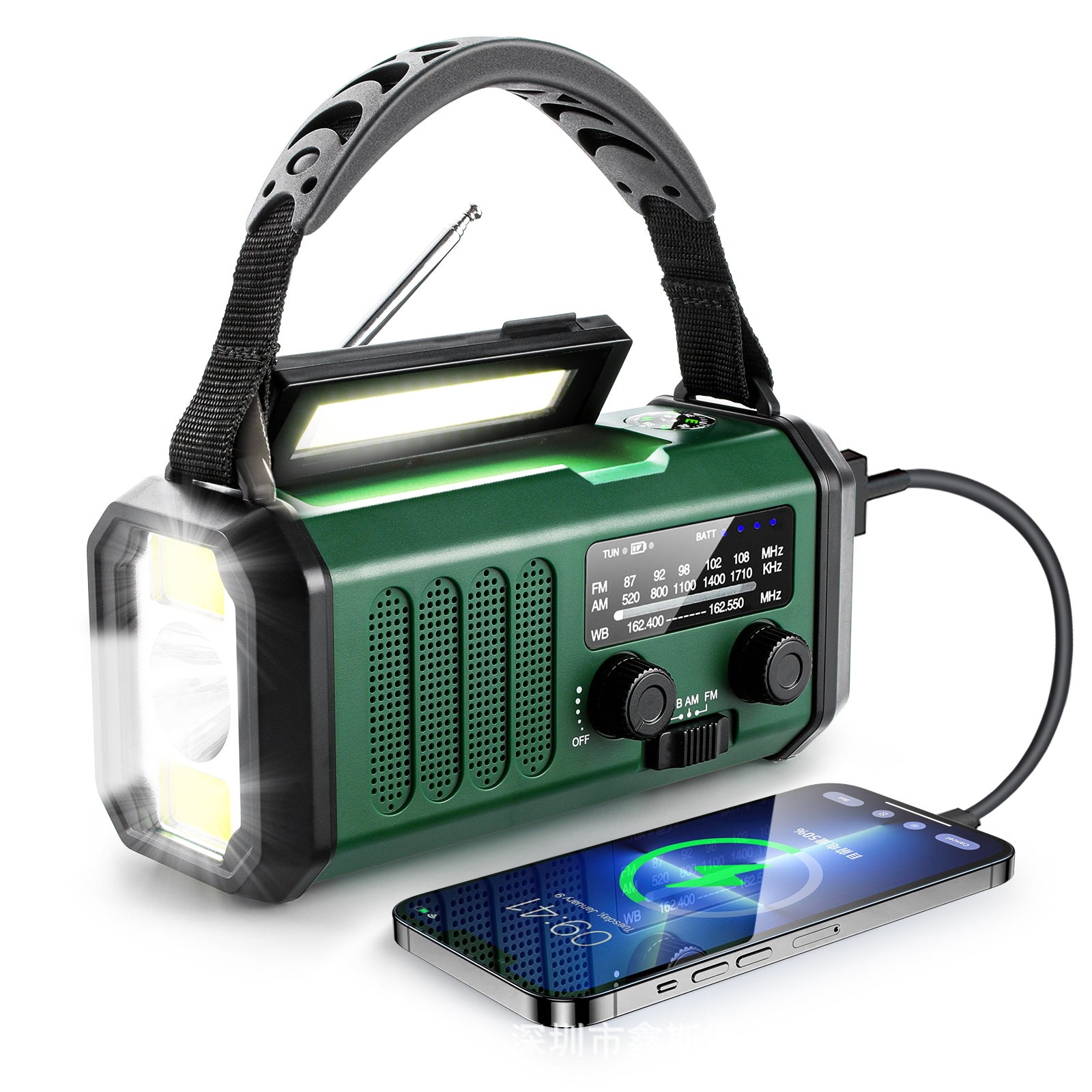 Lampe Torche Solaire FM/AM – Radio d’Urgence & Powerbank Portable