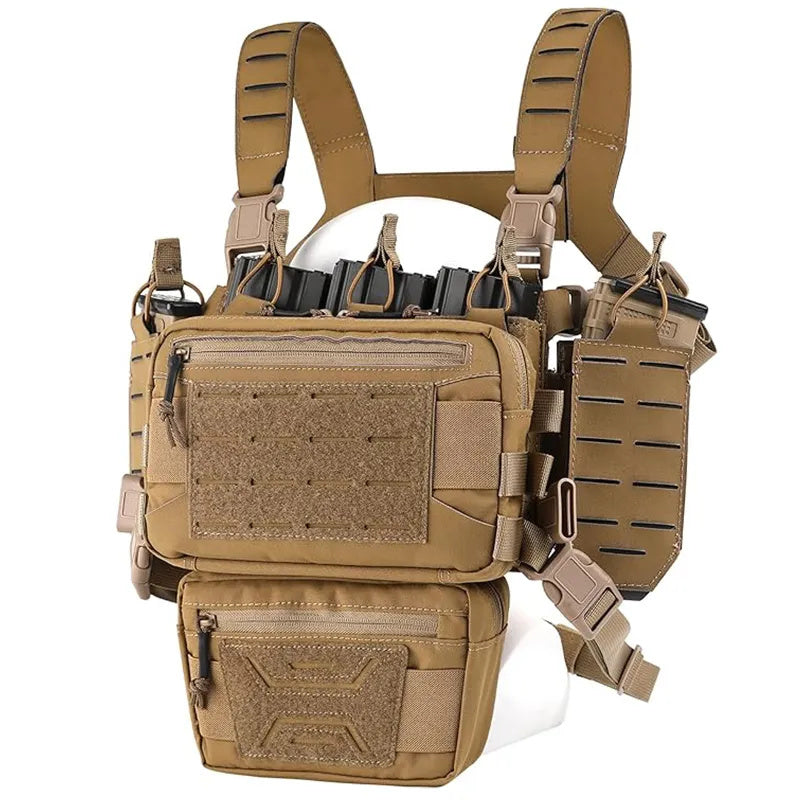 Chest Rig Tactique MOLLE – Micro Fight avec Poche Chargeur