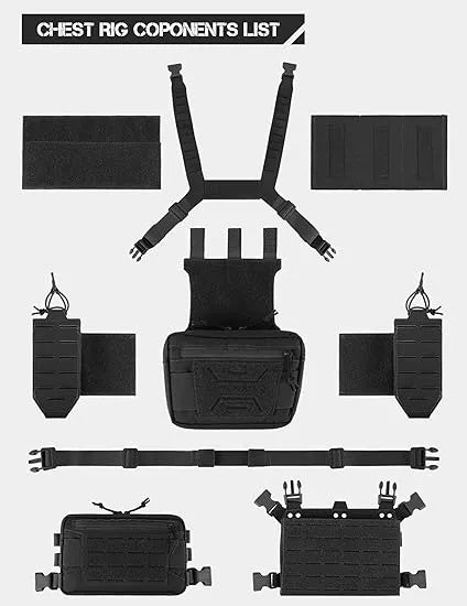 Chest Rig Tactique MOLLE – Micro Fight avec Poche Chargeur